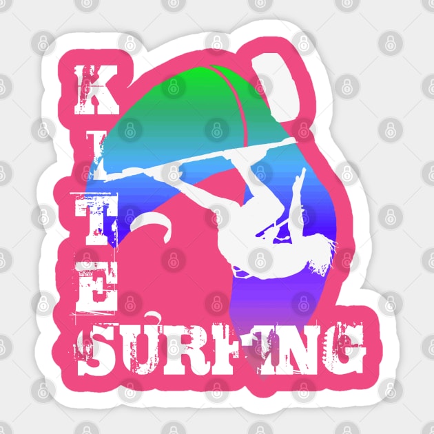 Kite Surfing WIth Freestyle Kitesurfer And Kite 16 Sticker by taiche